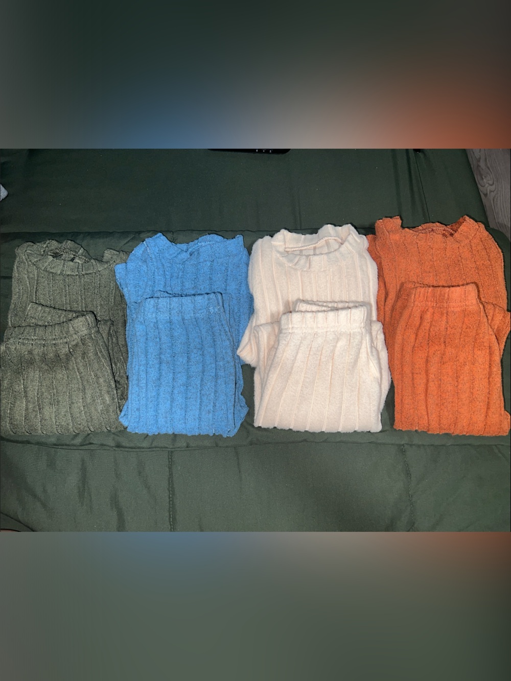 SHEIN Ribbed Sweater Tanks in Olive, Blue, Cream & Orange